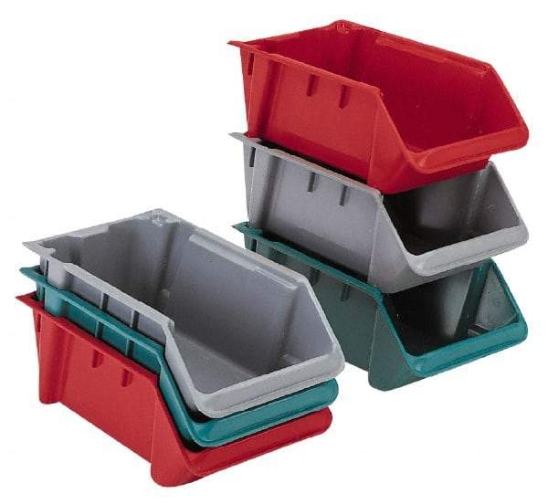 LEWISBins+ - 500 Lb. Load Capacity, 18-1/8" Deep, Green Polyethylene Hopper Stacking Bin - 7-5/8" High x 11-3/8" Wide x 18-1/8" Long - Americas Tooling