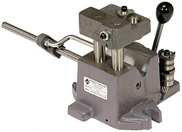 Heinrich - 1-1/2 to 2-1/2" Vee Capacity, Air Cross Hole Jig - 10-1/2" Long x 9-1/8" Wide x 8-5/8" High, 5/16, 1/2, 3/4, 1 & 1-3/8" ID of Furnished Liners - Americas Tooling