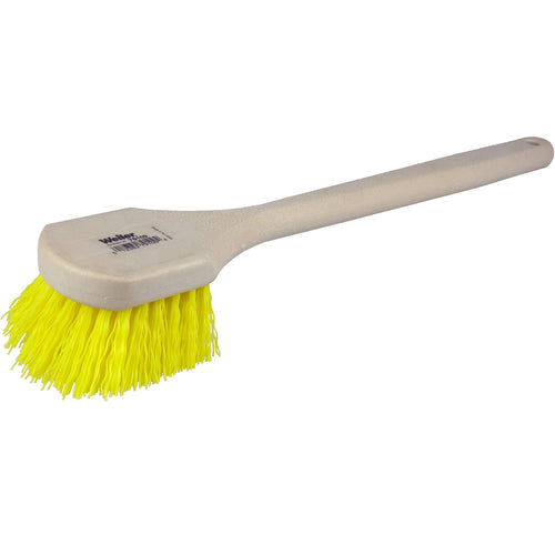 20″ Utility Scrub Brush, Yellow Polypropylene Fill, Long Handle, Foam Block - Americas Tooling