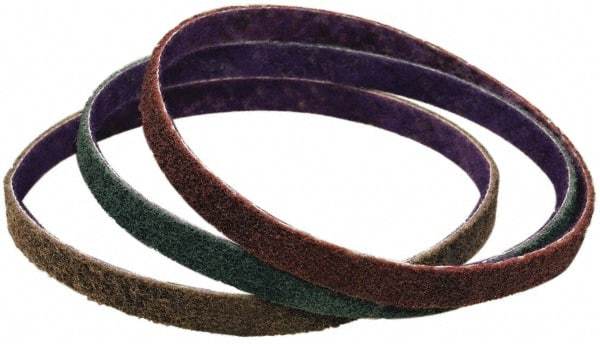 3M - 3" Wide x 10-11/16" OAL, Aluminum Oxide Abrasive Belt - Aluminum Oxide, Coarse, Nonwoven, Series DF-BL - Americas Tooling