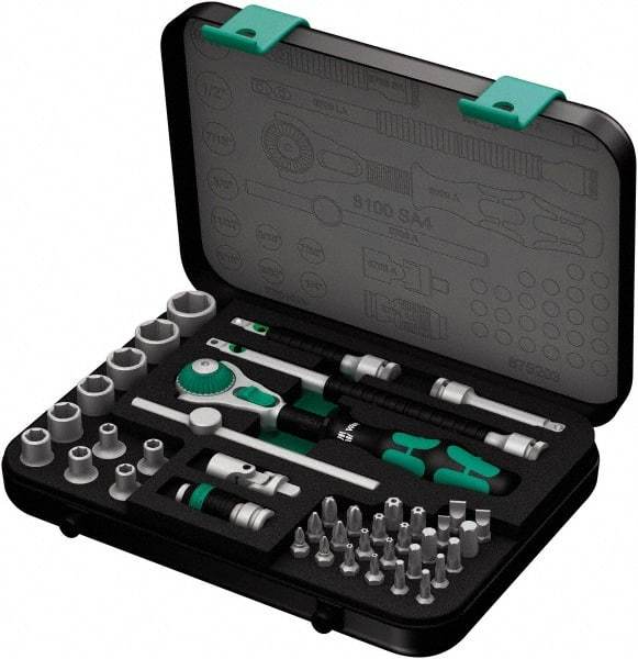 Wera - 41 Piece 1/4" Drive Socket & Bit Set - Comes in Molded Steel Case with High Density Foam Insert - Americas Tooling