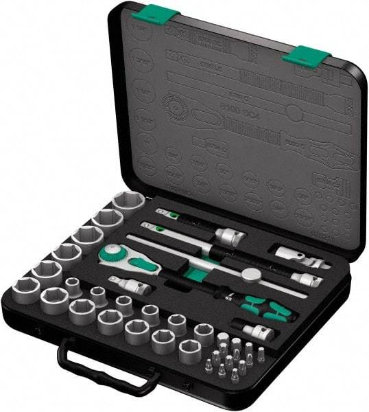 Wera - 37 Piece 1/2" Drive Socket & Bit Set - Comes in Molded Steel Case with High Density Foam Insert - Americas Tooling