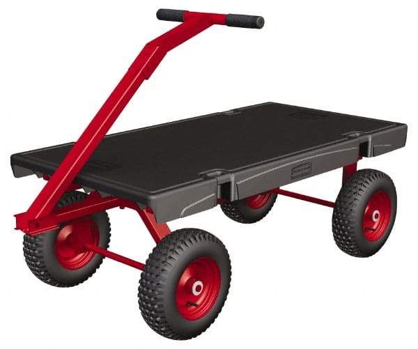 Rubbermaid - 2,000 Lb Capacity Structural Foam/Steel Wagon Truck - Structural Foam Deck, 30" OAW, Rubber Casters - Americas Tooling