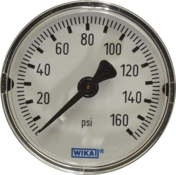 Wika - 2" Dial, 1/4 Thread, 0-160 Scale Range, Pressure Gauge - Center Back Connection Mount, Accurate to 3-2-3% of Scale - Americas Tooling