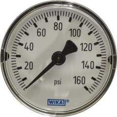 Wika - 2" Dial, 1/4 Thread, 0-160 Scale Range, Pressure Gauge - Center Back Connection Mount, Accurate to 3-2-3% of Scale - Americas Tooling