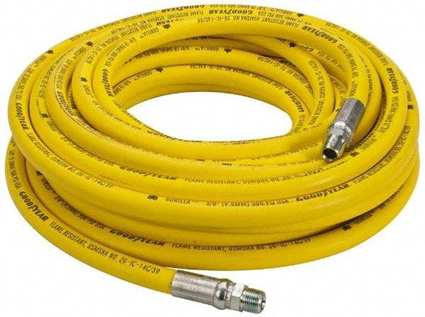 Continental ContiTech - 3/8" ID x 0.73" OD 50' Long Oil Resistant Air Hose - MNPT x MNPT Ends, 500 Working psi, -20 to 190°F, 3/8" Fitting, Yellow - Americas Tooling