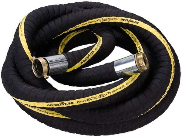 Alliance Hose & Rubber - 3" ID x 3-1/2" OD x 25' OAL, Male x Female Petroleum Transfer Hose - 200 Max Working psi, -40 to 200°F, 3" Bend Radius, 3" Fitting, Black - Americas Tooling