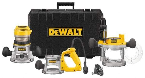 DeWALT - 2.25 hp, 8,000 to 24,000 RPM, Three Base Router Kit - 12 Amps, 1/4 and 1/2 Inch Collet - Americas Tooling