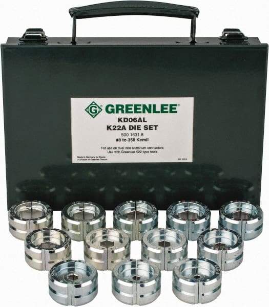 Greenlee - 8 AWG - 350 MCM Crimping Die Set - Use with Mfr's # EK628L11 - Americas Tooling