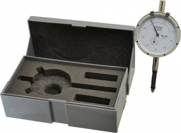 Fowler - 0.4" Range, 0-50-0 Dial Reading, 0.0005" Graduation Dial Drop Indicator - Revolution Counter - Americas Tooling