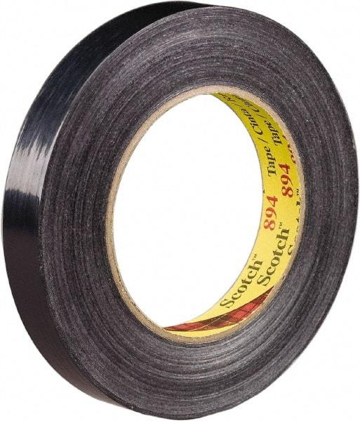 3M - 18mm x 55m Black Rubber Adhesive Strapping Tape - Polypropylene Film Backing, 6 mil Thick, 300 Lb Tensile Strength, Series 894 - Americas Tooling