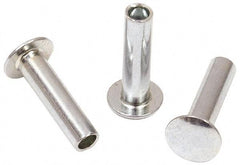 RivetKing - 0.1 to 0.17" Hole Diam, Round Head, Zinc Plated Steel, Semi Tubular Rivet - 5/16 Head Diam, 3/8" Length Under Head, 9/64 Body Diam - Americas Tooling