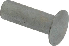 RivetKing - 0.084 to 0.09" Hole Diam, Round Head, Zinc Plated Steel, Semi Tubular Rivet - 7/32 Head Diam, 3/8" Length Under Head, 1/8 Body Diam - Americas Tooling