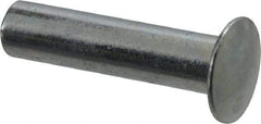 RivetKing - 0.084 to 0.09" Hole Diam, Round Head, Zinc Plated Steel, Semi Tubular Rivet - 7/32 Head Diam, 1/2" Length Under Head, 1/8 Body Diam - Americas Tooling