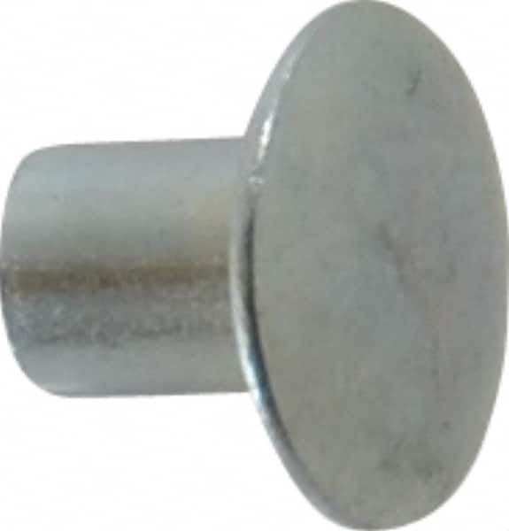 RivetKing - 0.134 to 0.141" Hole Diam, Round Head, Zinc Plated Steel, Semi Tubular Rivet - 3/8 Head Diam, 1/4" Length Under Head, 3/16 Body Diam - Americas Tooling