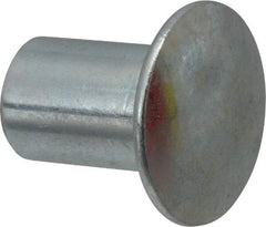 RivetKing - 0.176 to 0.184" Hole Diam, Round Head, Zinc Plated Steel, Semi Tubular Rivet - 7/16 Head Diam, 3/8" Length Under Head, 1/4 Body Diam - Americas Tooling