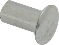 RivetKing - 0.176 to 0.184" Hole Diam, Round Head, Zinc Plated Steel, Semi Tubular Rivet - 7/16 Head Diam, 1/2" Length Under Head, 1/4 Body Diam - Americas Tooling