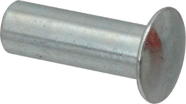 RivetKing - 0.176 to 0.184" Hole Diam, Round Head, Zinc Plated Steel, Semi Tubular Rivet - 7/16 Head Diam, 3/4" Length Under Head, 1/4 Body Diam - Americas Tooling