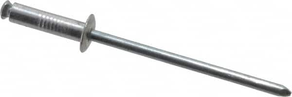 RivetKing - Dome Head Aluminum Peel Blind Rivet - Steel Mandrel, 1/8" to 0.275" Grip, 0.255" Head Diam, 0.129" Max Hole Diam, 0.472 to 0.511" Length Under Head, 1/8" Body Diam - Americas Tooling