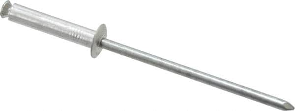 RivetKing - Dome Head Aluminum Peel Blind Rivet - Steel Mandrel, 1/8" to 0.433" Grip, 0.255" Head Diam, 0.129" Max Hole Diam, 0.630 to 0.669" Length Under Head, 1/8" Body Diam - Americas Tooling