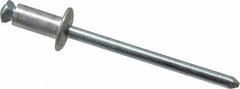 RivetKing - Dome Head Aluminum Peel Blind Rivet - Steel Mandrel, 0.188" to 0.197" Grip, 3/8" Head Diam, 0.196" Max Hole Diam, 0.394 to 0.433" Length Under Head, 3/16" Body Diam - Americas Tooling