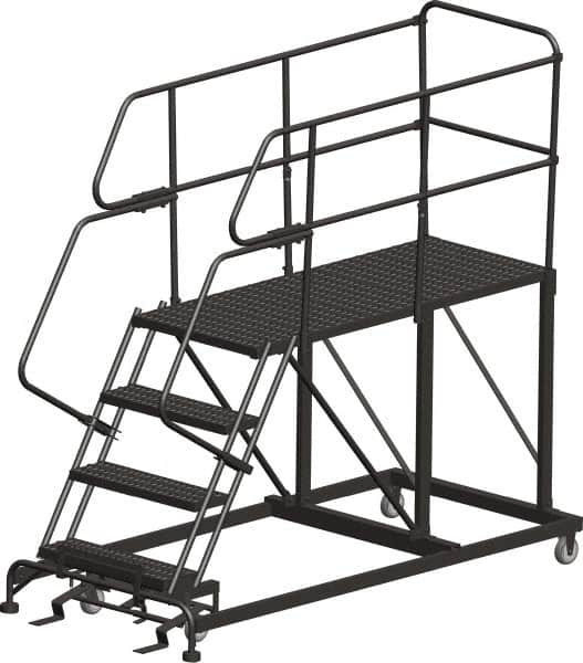 Ballymore - 68" 3 Step Single Entry Work Platform - Rolling Work Platform, 800 Lb Capacity, 30" Platform Height, 33" Base Width x 72" Base Depth, Heavy-Duty Serrated Grating - Americas Tooling