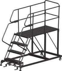 Ballymore - 78" 4 Step Single Entry Work Platform - Rolling Work Platform, 800 Lb Capacity, 40" Platform Height, 33" Base Width x 78" Base Depth, Heavy-Duty Serrated Grating - Americas Tooling