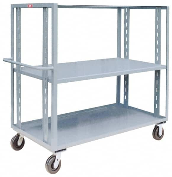 Jamco - 3,000 Lb Capacity, 2 Shelf, Steel Stock Truck - 48" Long x 30" Wide x 57" High, 6" Diam Phenolic Wheels - Americas Tooling