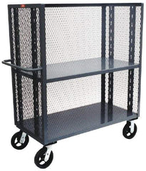 Jamco - 2,000 Lb Capacity, 2 Shelf, 3-Sided Steel Mesh Stock Truck - 60" Long x 24" Wide x 57" High, 6" Diam Phenolic Wheels - Americas Tooling