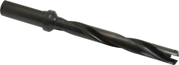 Allied Machine and Engineering - Series 0.5, 39/64 to 11/16" Diam, 3/4" Diam Straight Shank with Flange, Helical Flute Spade Drill - 4-1/2" Max Depth, 5-47/64" Body Length, 7-21/32" OAL, Extended Length, Through Coolant - Americas Tooling