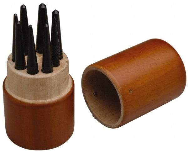 SPI - 8 Piece, 1/16 to 7/32", Center Punch Set - Round Shank, Comes in Custom Wood Case - Americas Tooling