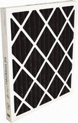 Made in USA - 24" Noml Height x 24" Noml Width x 2" Noml Depth, 70% Capture Efficiency, Wire-Backed Pleated Air Filter - MERV 8, Cotton/Polyester & Activated Carbon, Integrated Beverage Board Frame, 500 Max FPM, 2,000 CFM, For Any Unit - Americas Tooling