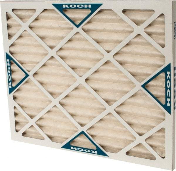 Made in USA - 16" Noml Height x 20" Noml Width x 1" Noml Depth, 30 to 35% Capture Efficiency, Wire-Backed Pleated Air Filter - MERV 8, Synthetic with Antimicrobial Protection, Integrated Beverage Board Frame, 300 Max FPM, 670 CFM, For Any Unit - Americas Tooling