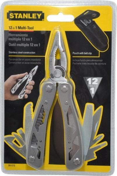 Stanley - 12 Piece, Multi-Tool Set - 6-1/2" OAL, 4-1/8" Closed Length - Americas Tooling