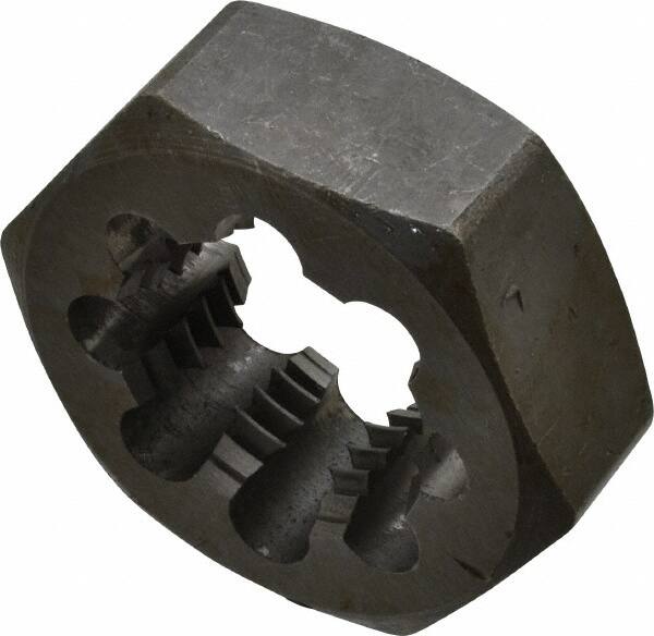 Interstate - M39x4.00 Metric Coarse Thread, 2-9/16" Hex, Right Hand Thread, Hex Rethreading Die - Carbon Steel, 1" Thick - Exact Industrial Supply