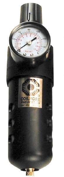 Coilhose Pneumatics - 1/4" NPT Port Compact 1 Piece Filter/Regulator FRL Unit - Polycarbonate Bowl, 48 SCFM, 150 Max psi, 8" High, Automatic Drain - Americas Tooling