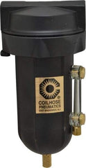 Coilhose Pneumatics - 1/4" Port, 5" High, FRL Filter with Aluminum Bowl & Manual Drain - 250 Max psi, 250°F Max, 4 oz Bowl Capacity - Americas Tooling