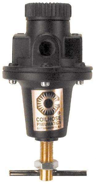 Coilhose Pneumatics - 1 NPT Port, 160 CFM, Cast Aluminum Heavy-Duty T-Handle Regulator - 0 to 125 psi Range, 250 Max psi Supply Pressure, 1/4" Gauge Port Thread, 5" Wide x 8-1/2" High - Americas Tooling