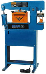 Metalpro - 3-3/4" Throat Depth, 45 Ton Punch Pressure, Ironworker - 1-1/2 hp, 1 Phase, 110 Volts, 37" Wide x 55-1/4" High x 24" Deep - Americas Tooling