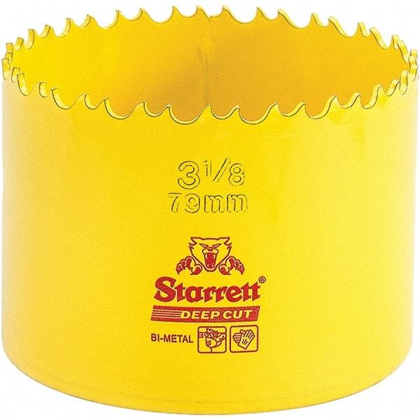 Starrett - 3-1/8" Diam, 2" Cutting Depth, Hole Saw - High Speed Steel Saw, Toothed Edge - Americas Tooling