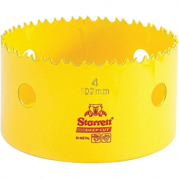 Starrett - 4" Diam, 2" Cutting Depth, Hole Saw - High Speed Steel Saw, Toothed Edge - Americas Tooling