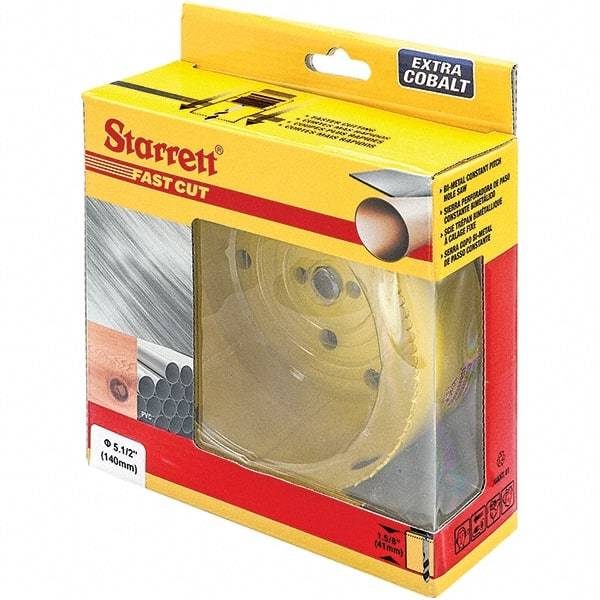 Starrett - 5-1/4" Diam, 1-5/8" Cutting Depth, Hole Saw - High Speed Steel Saw, Toothed Edge - Americas Tooling