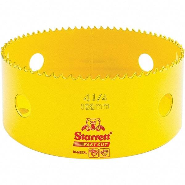 Starrett - 4-1/4" Diam, 1-5/8" Cutting Depth, Hole Saw - High Speed Steel Saw, Toothed Edge - Americas Tooling