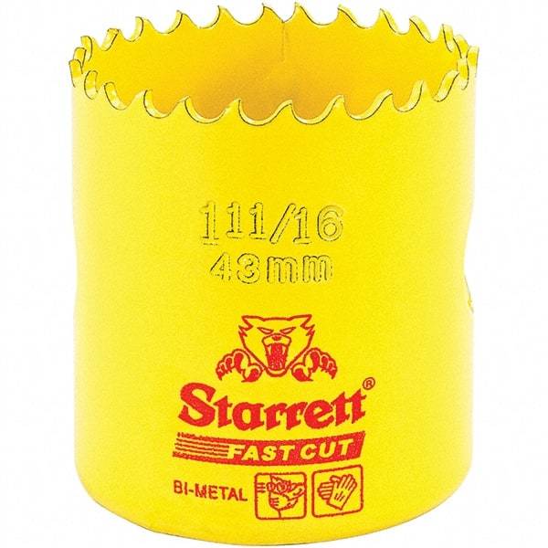 Starrett - 1-11/16" Diam, 1-5/8" Cutting Depth, Hole Saw - High Speed Steel Saw, Toothed Edge - Americas Tooling