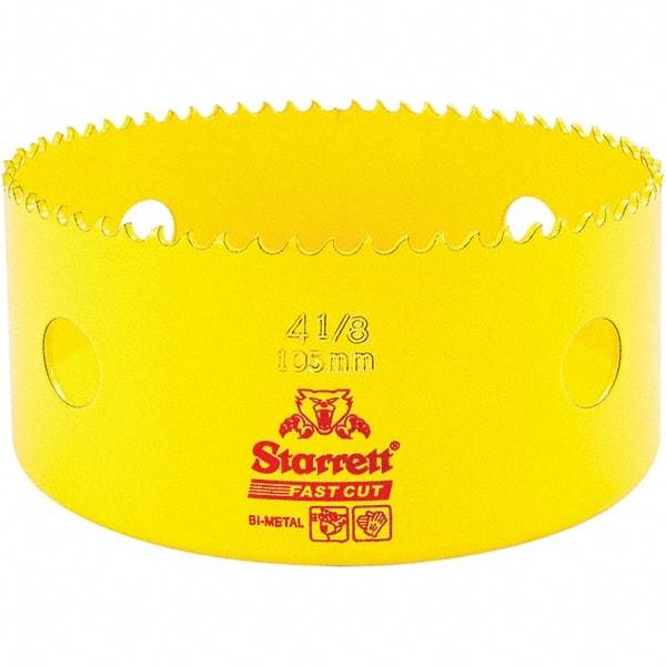 Starrett - 4-1/8" Diam, 1-5/8" Cutting Depth, Hole Saw - High Speed Steel Saw, Toothed Edge - Americas Tooling