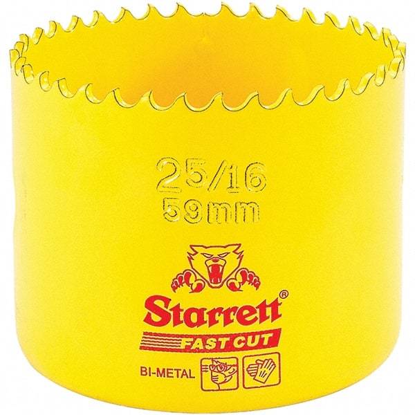 Starrett - 2-5/16" Diam, 1-5/8" Cutting Depth, Hole Saw - High Speed Steel Saw, Toothed Edge - Americas Tooling