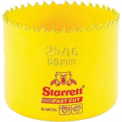 Starrett - 2-5/16" Diam, 1-5/8" Cutting Depth, Hole Saw - High Speed Steel Saw, Toothed Edge - Americas Tooling