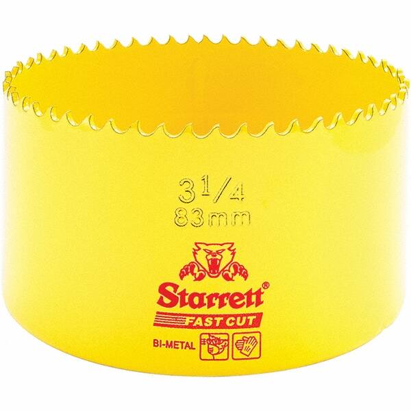 Starrett - 3-1/4" Diam, 1-5/8" Cutting Depth, Hole Saw - High Speed Steel Saw, Toothed Edge - Americas Tooling