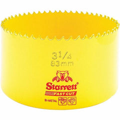 Starrett - 3-1/4" Diam, 1-5/8" Cutting Depth, Hole Saw - High Speed Steel Saw, Toothed Edge - Americas Tooling