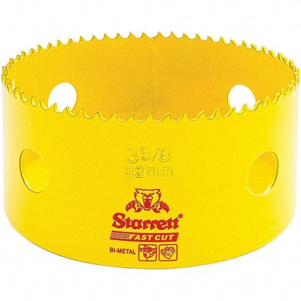 Starrett - 3-5/8" Diam, 1-5/8" Cutting Depth, Hole Saw - High Speed Steel Saw, Toothed Edge - Americas Tooling